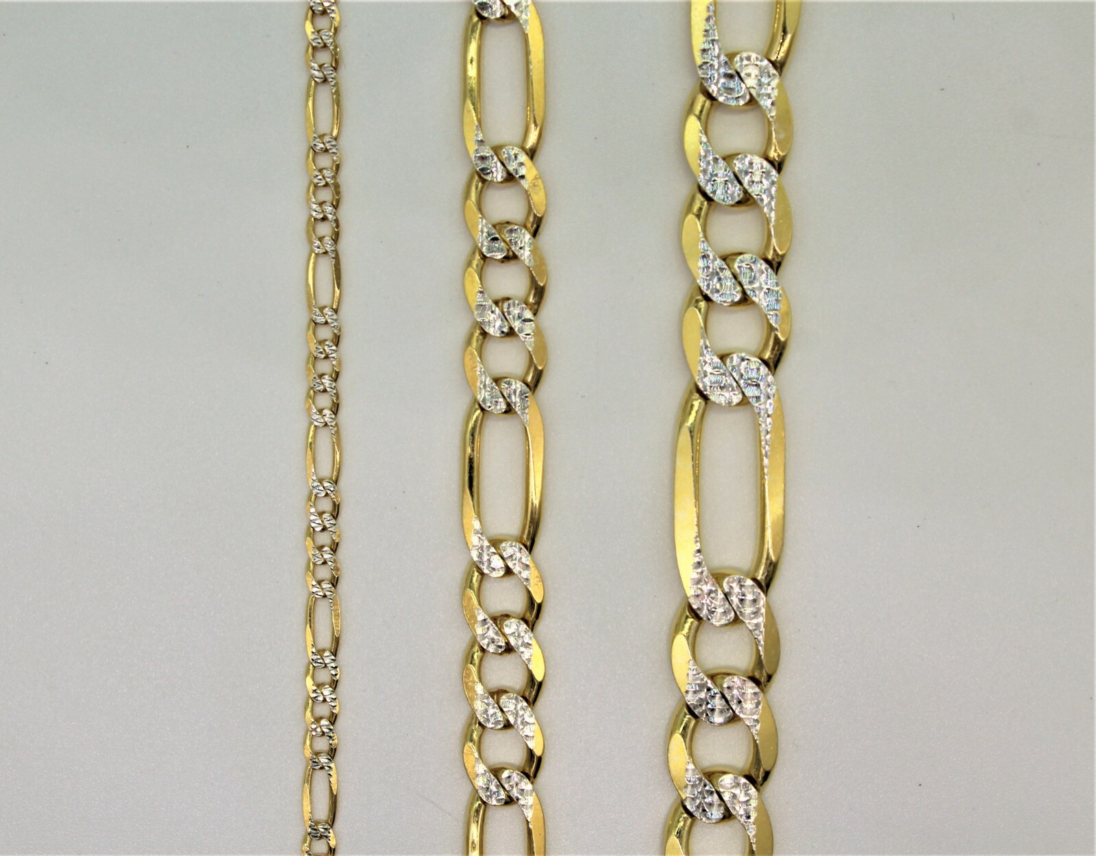 14k Gold Plated over 925 Sterling Silver Diamond Cut FIGARO Necklace Chain