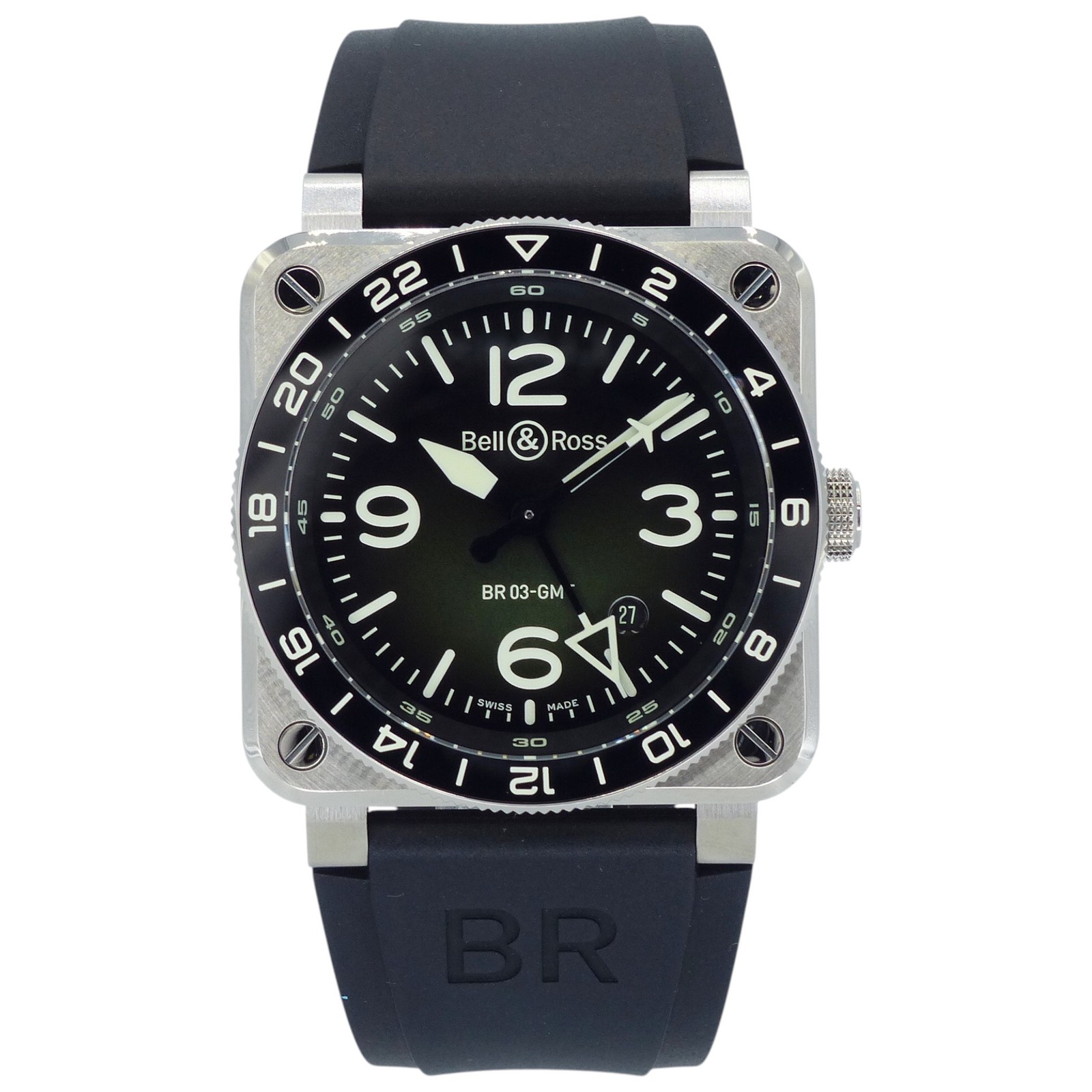 Bell & Ross GMT GREEN LUM BR0393-GN-ST / SRB 42.0mm Automatic #KNW2826