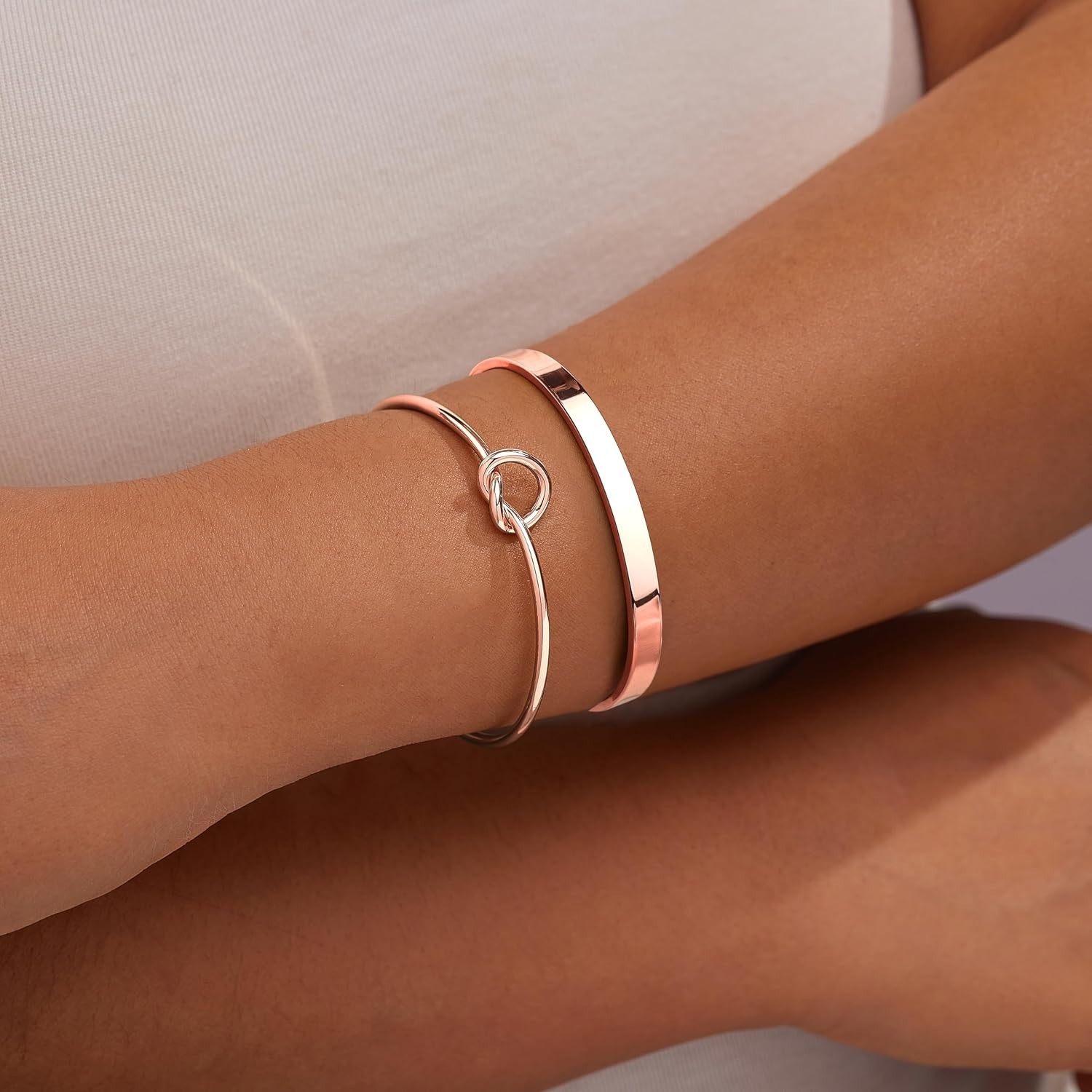 Gokeey Rose Gold Cuff Bracelets for Women,Dainty Rose Gold Bangles Bracelets …