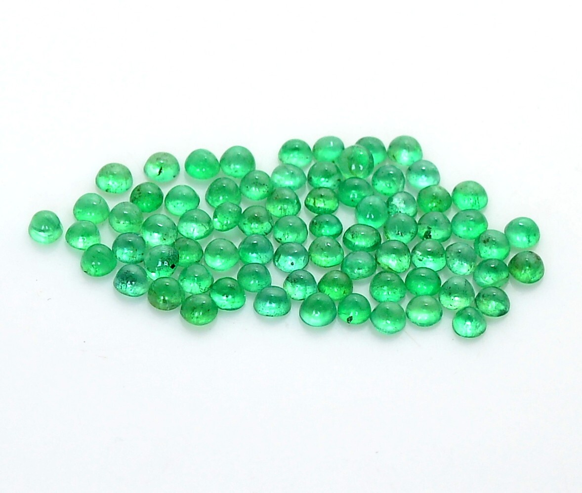 2 mm Natural Emerald Round Cabochon Lot 20 Pieces Calibrated Loose Gemstones