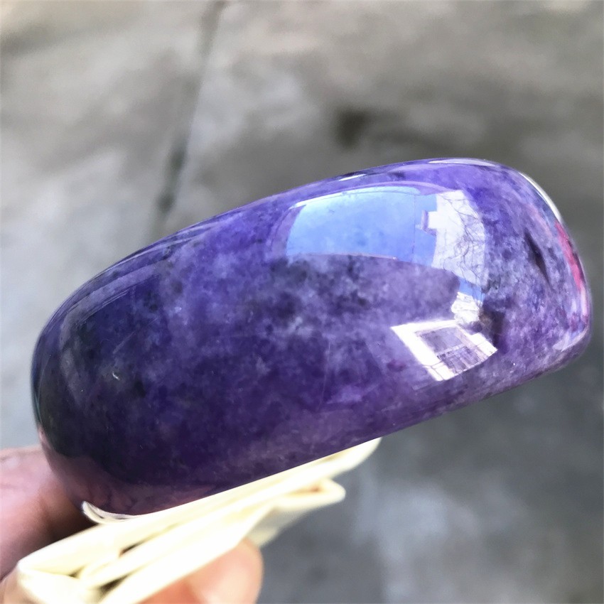 63.5MM Natural Ice Lavender Jadeite Jade Bracelet Burma Wide Jade Bangle