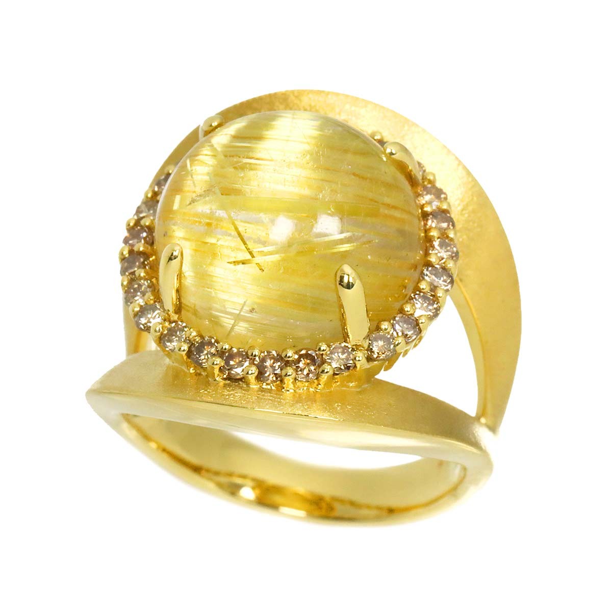 Rutile Quartz 10.00ct Diamond 0.55ct Ring 18K YG Yellow Gold 750 6(US) 90329823