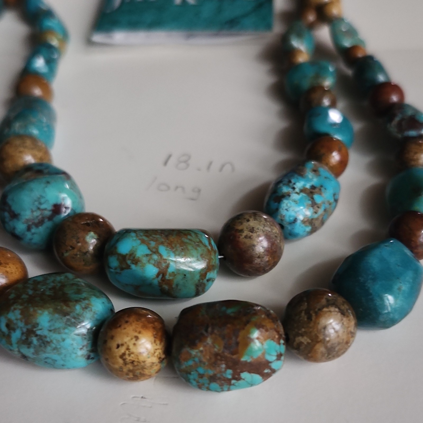 Mine Finds by Jay King Handcrafted Beaded Turquoise Brown Necklace 18in