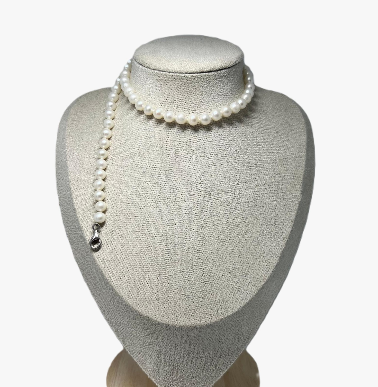 Luxurious Minimalist Pearl Necklace 925 Silver Clasp 45cm