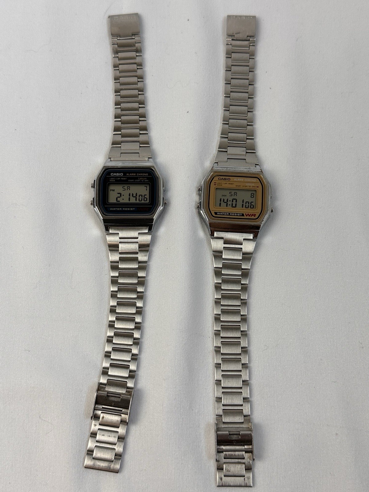 2 Casio Men’s Retro Digital Watch Water Resistant Alarm Chrono A158WE & A158W SS
