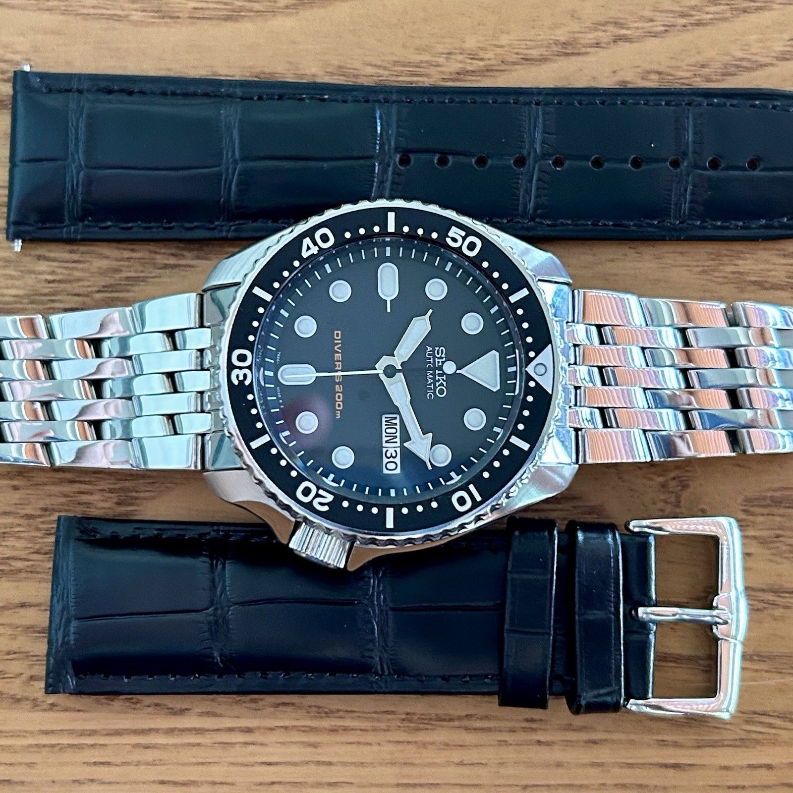 Seiko Diver SKX007 7S26-0020 w/ Steel Beads Of Rice Bracelet + PROOF OF SERVICE