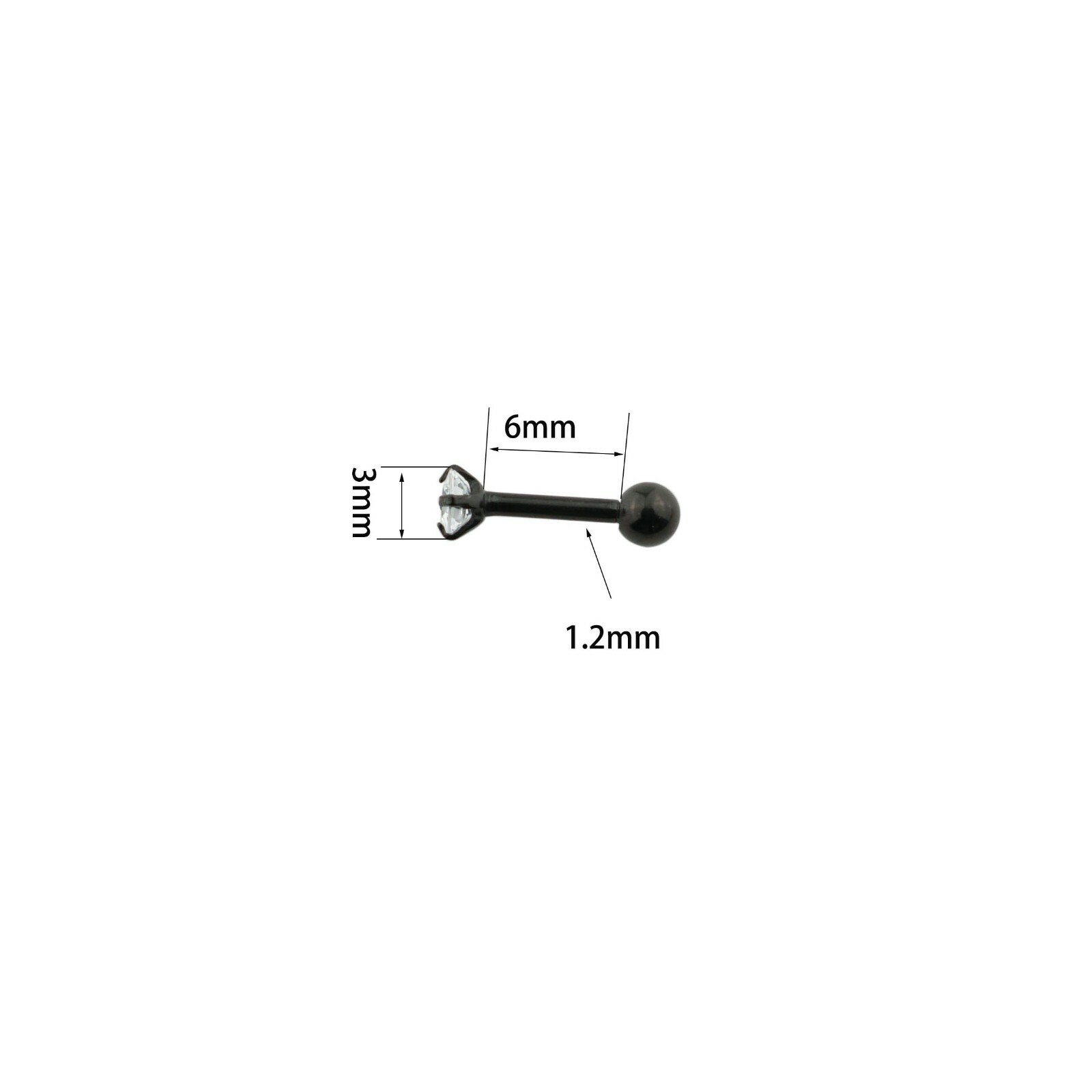 3mm-5mm Stainless Steel Square Clear Cubic Zirconia Men Women Ear Stud Earrings