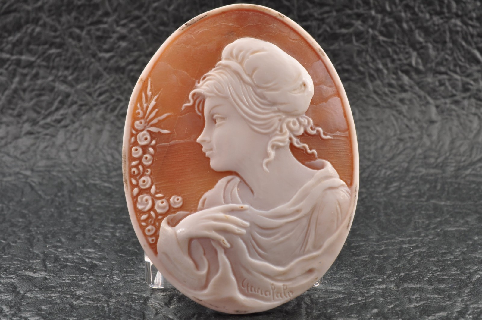 6 items , vintage shell cameo White and brown color (Total 325.5ct) with case.