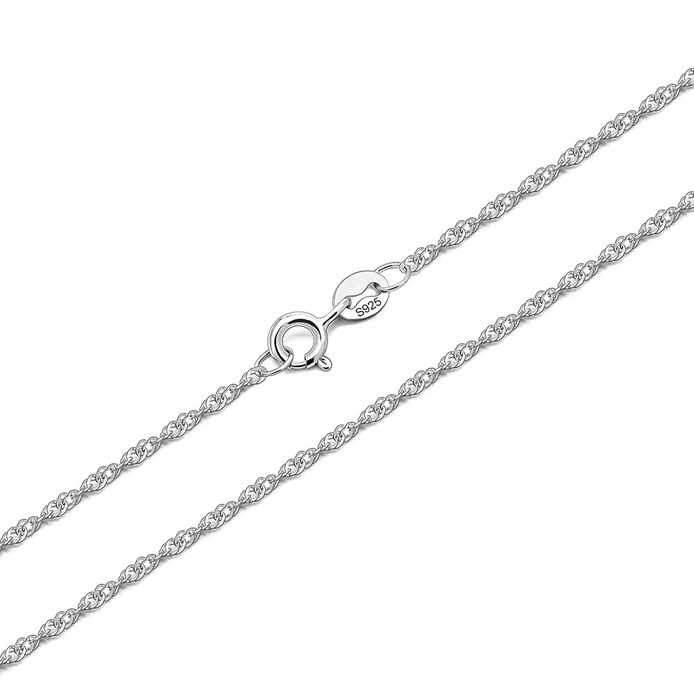Sterling Silver Singapore Chain Necklace 16 18 20 22 24 inch – Solid 925 Silver
