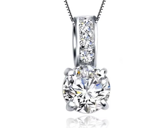 3Pcs-925 Sterling Silver Bridal Jewelry Set CZ Crystal Necklace Earrings Gift