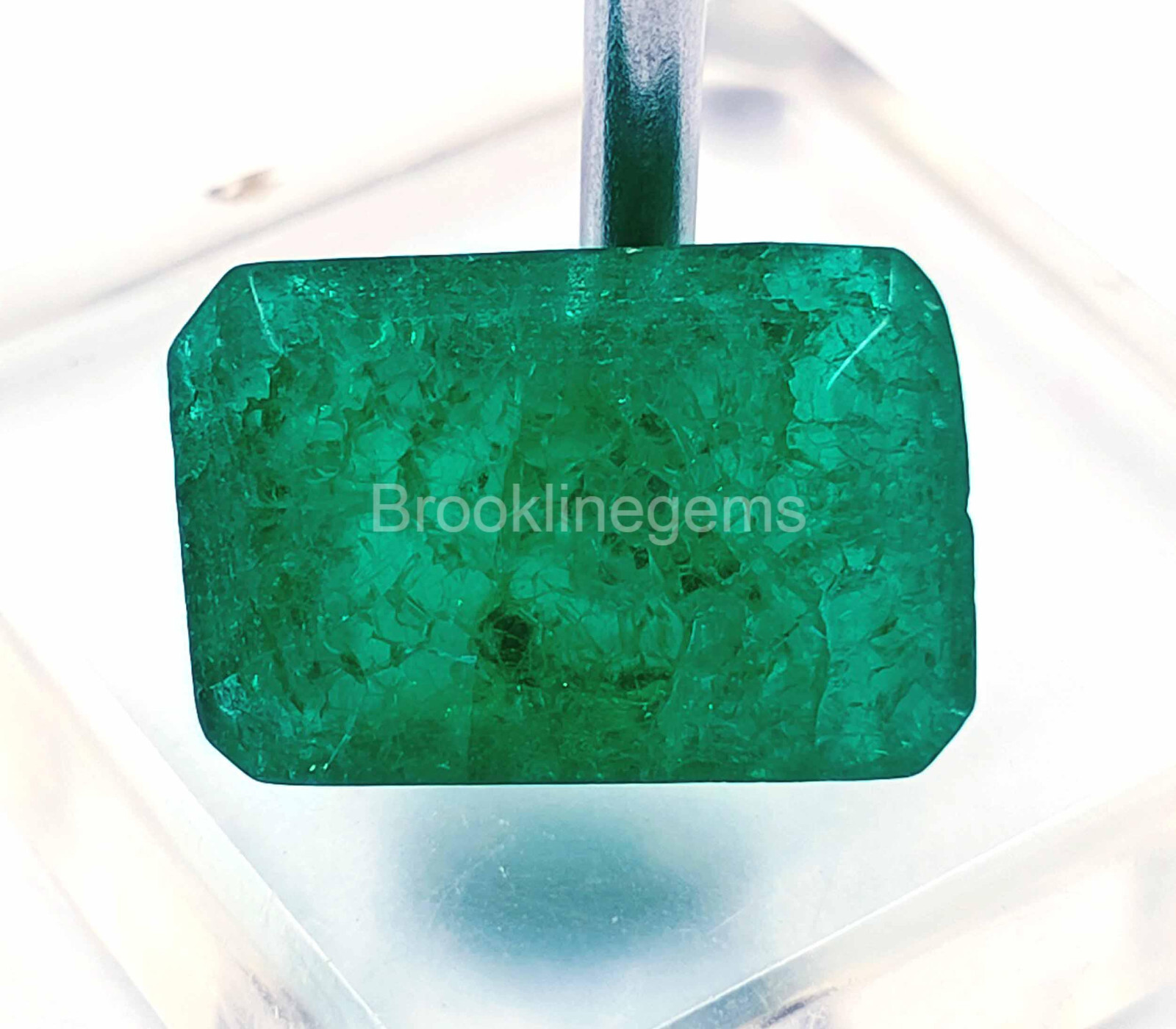 Natural EGL Certified 20 Ct Zambia Emerald Cut Green Emerald Loose Gemstone EKU