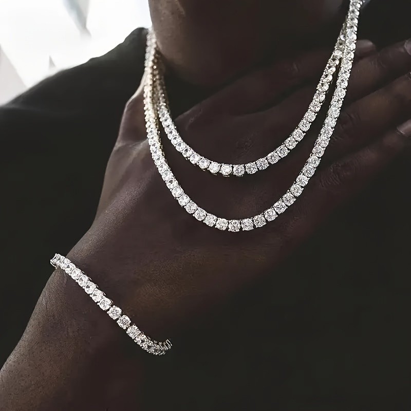 Moissanite Tennis Bracelet 5mm D VVS1 Round 925 Silver White 0.2inch 17-22cm