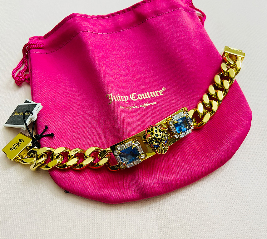 NWT Juicy Couture Gold Leopard Chunky ID Chain Bracelets WJW634