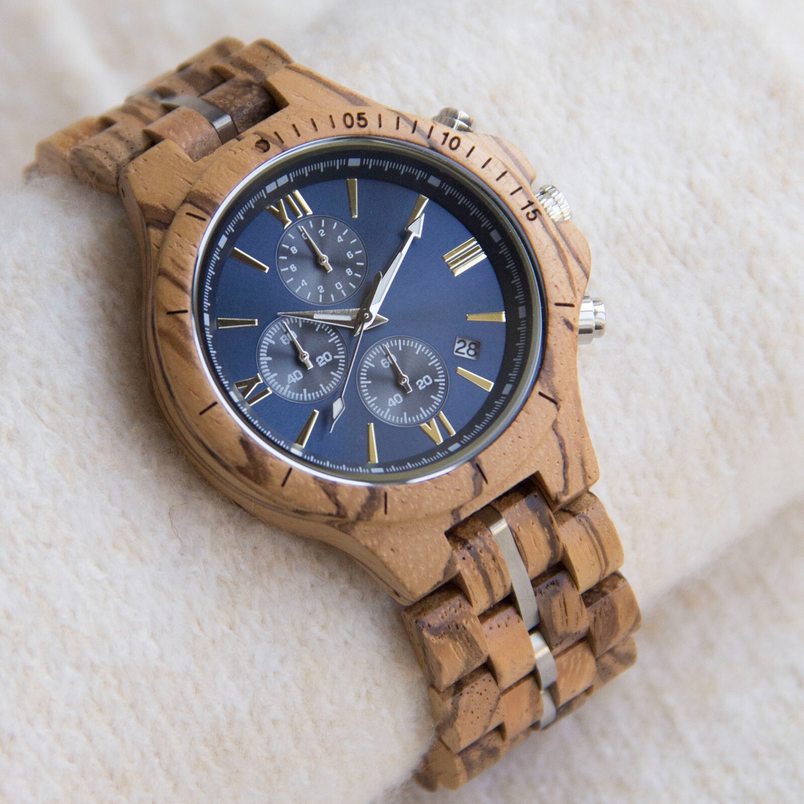 Men’s Wood Watch Handmade Chronograph Wooden Watch Gift to Men