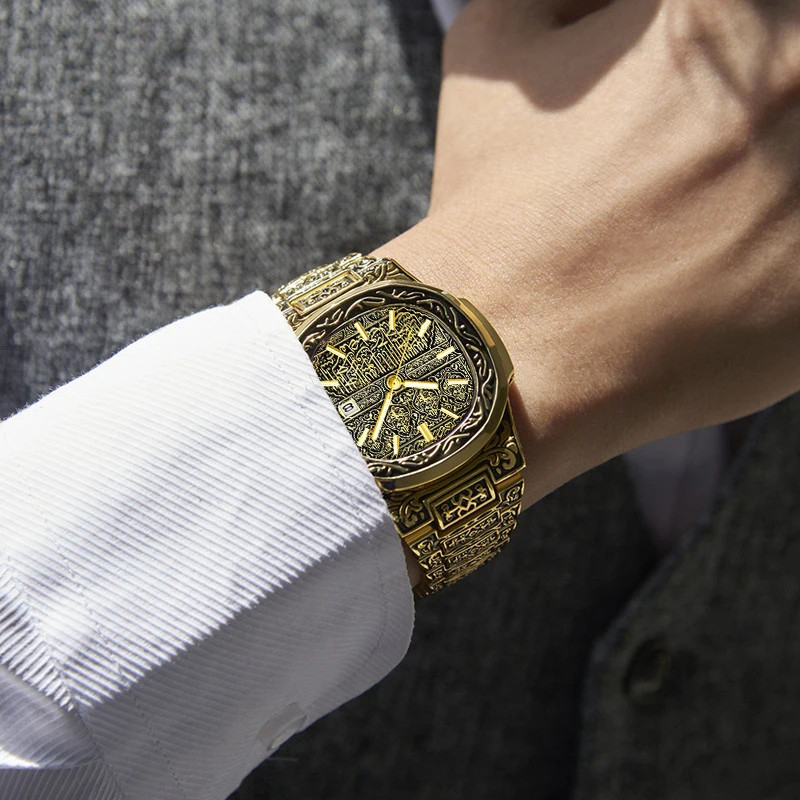 Vintage Men Quartz Watch Luxury Brand Auto Calendar Specific Lines Stainless