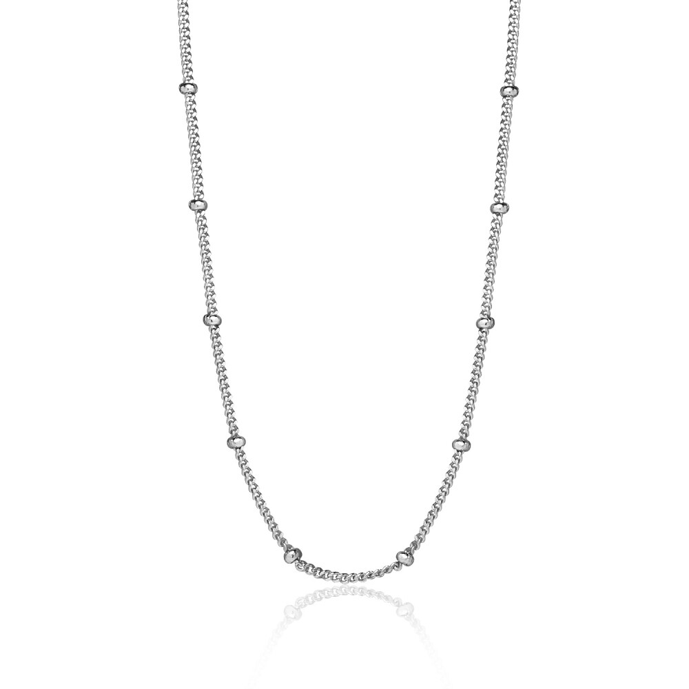 Bead Station 2mm Cable Chain Necklace in Sterling Silver, 30 Inches
