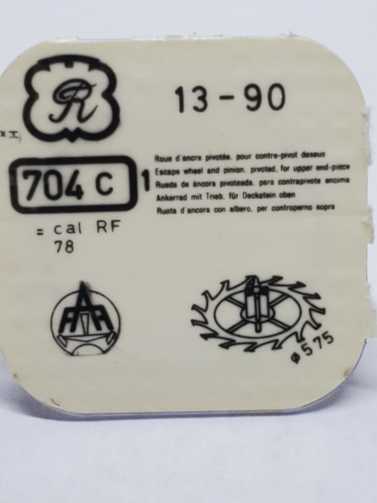 Valjoux 78 90 Escape Wheel # 704 Conical straight Upper Jewel