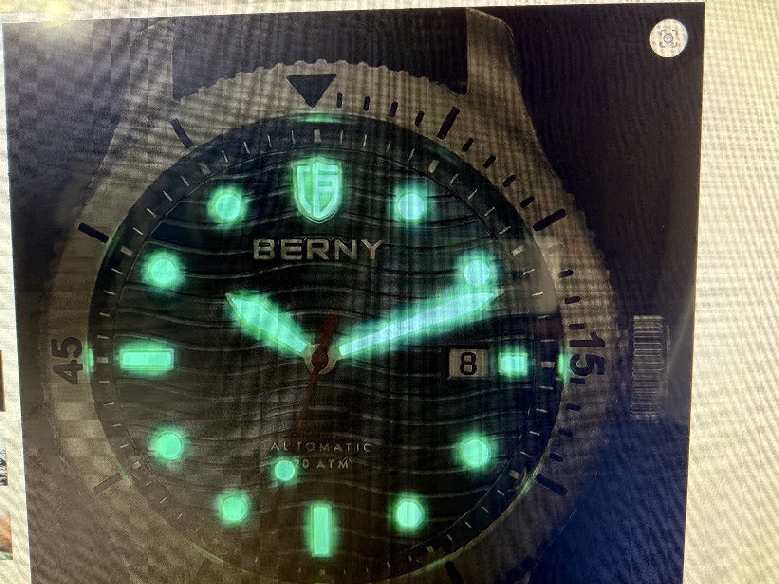 Berny Men’s Automatic Watch High Beat PT-5000 20ATM BLACK DIAL