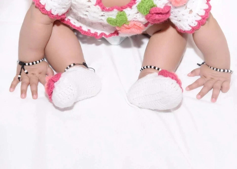 New Black & White Beaded Nazariya Bracelet for New Born Babies 0-9 months 6 pair