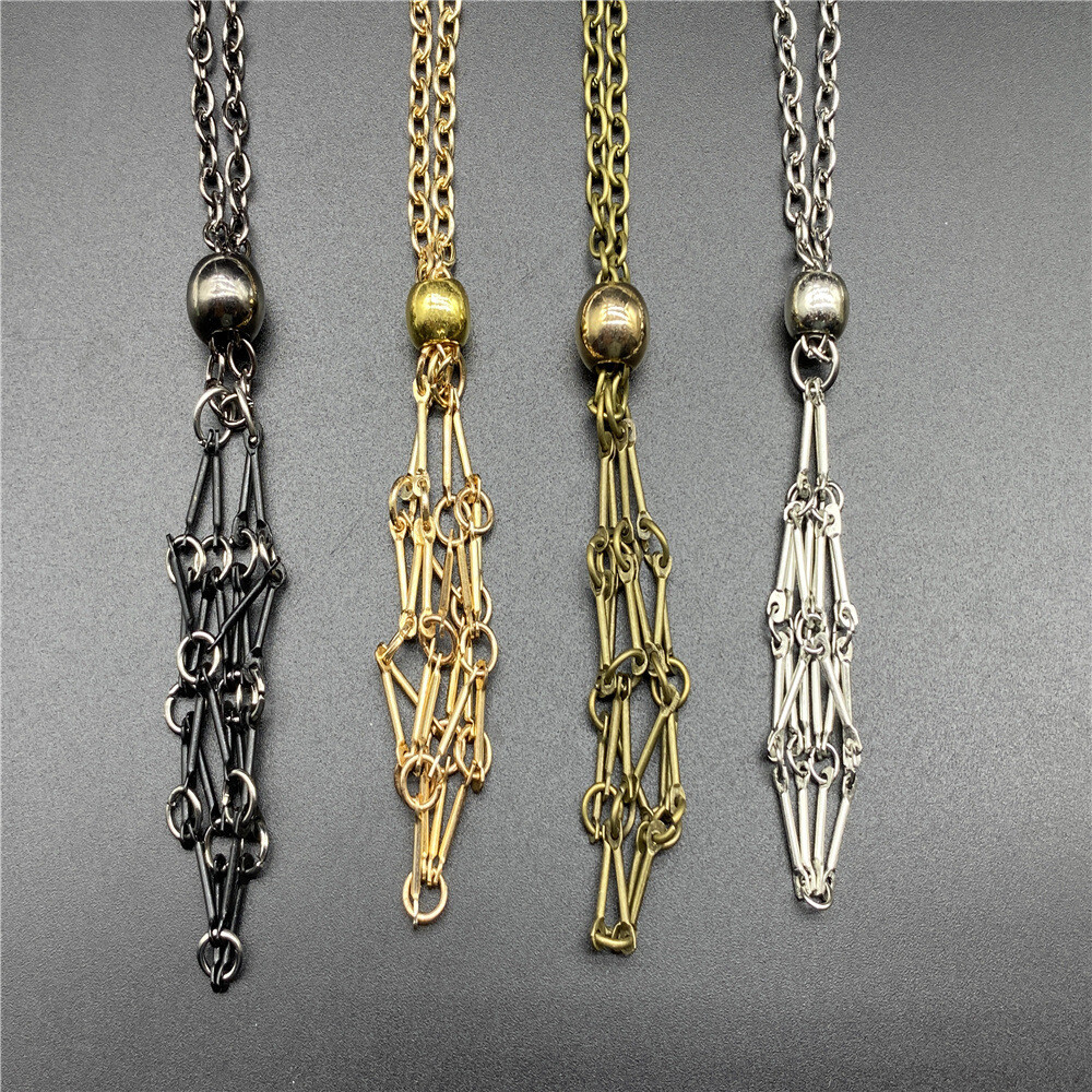 3PCS Stainless Steel Crystal Cage Necklace Holder Net Metal Chain Stone Holder
