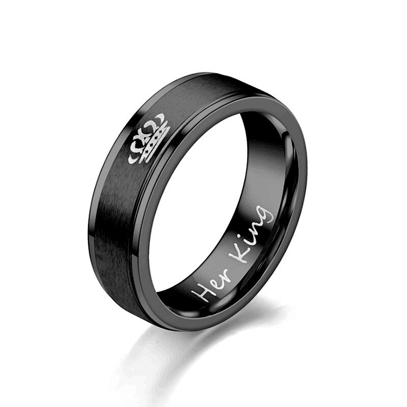 2pcs Couple’s Matching Ring Her King His Queen Wedding Band Stainless Steel