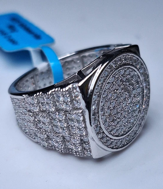 2.75ctw Solid 925 Sterling Silver Iced Out VVS Moissanite Bling Ring 14K GOLD FN