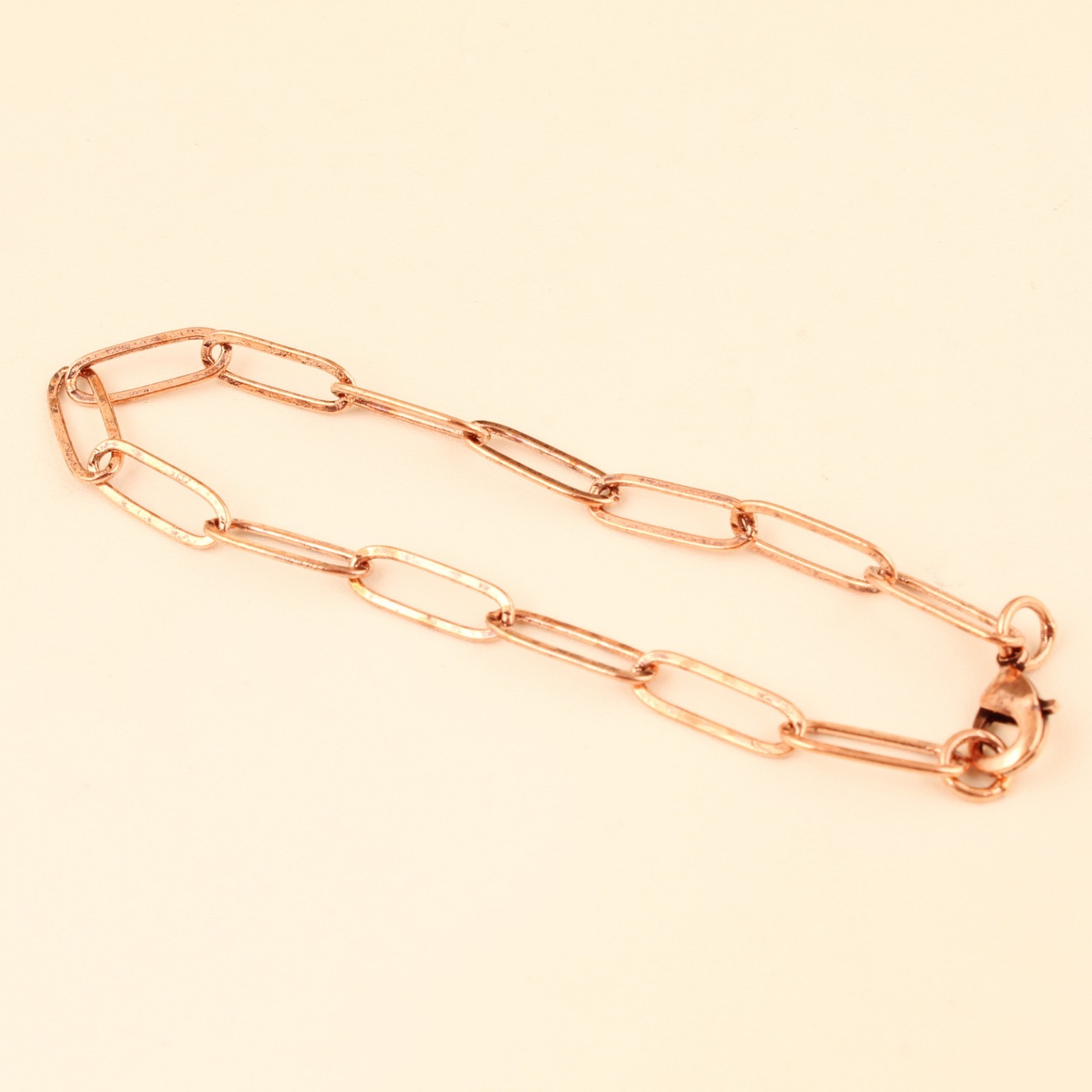 Pure Copper Paperclip Chain Anklet for Women Handmade Minimalist Lobster Clasp