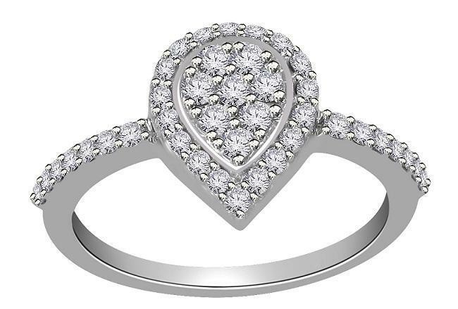 I1 G 0.55 Ct Natural Diamond Right Hand Engagement Ring Appraisal 14K White Gold