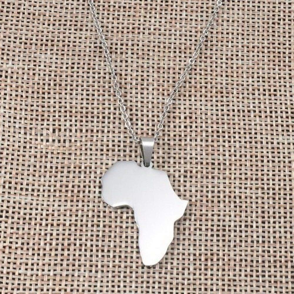 Africa Silver Pendant Necklace – African Continent Map Outline