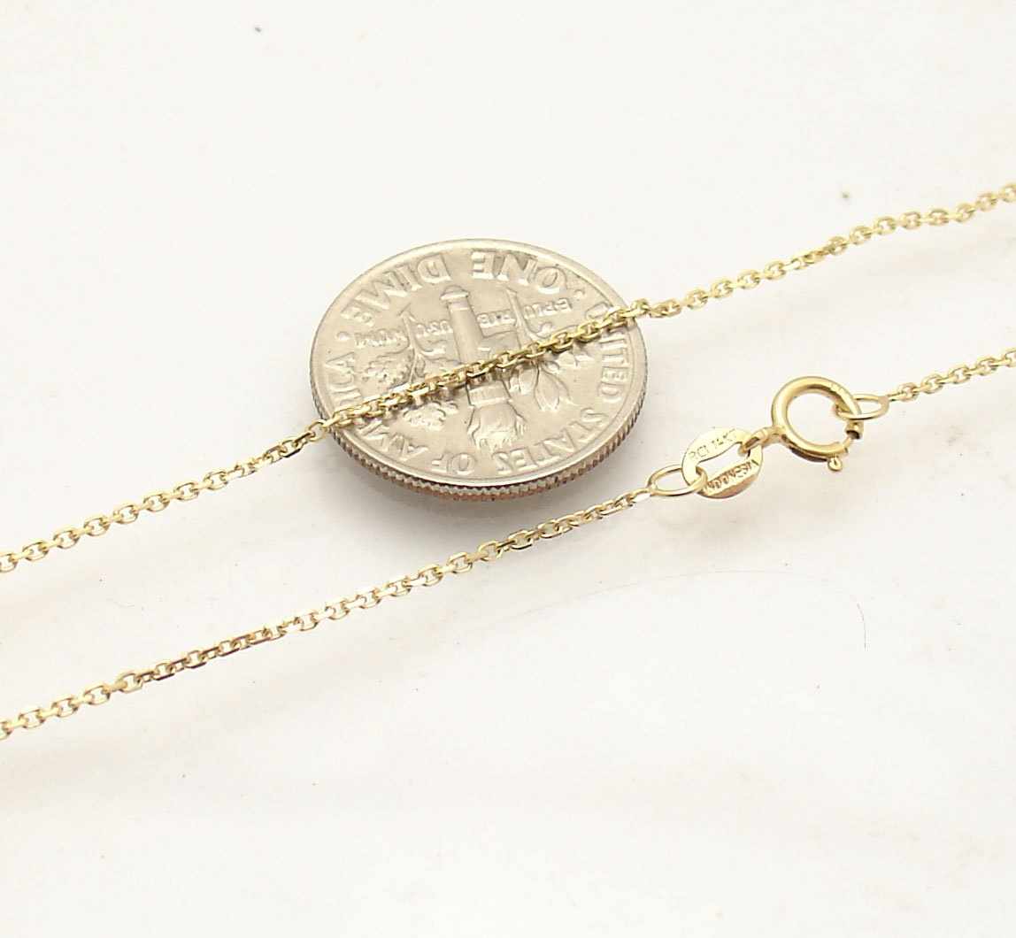 1mm Diamond Cut Faceted Oval Cable Chain Necklace Real Solid 14K Yellow Gold