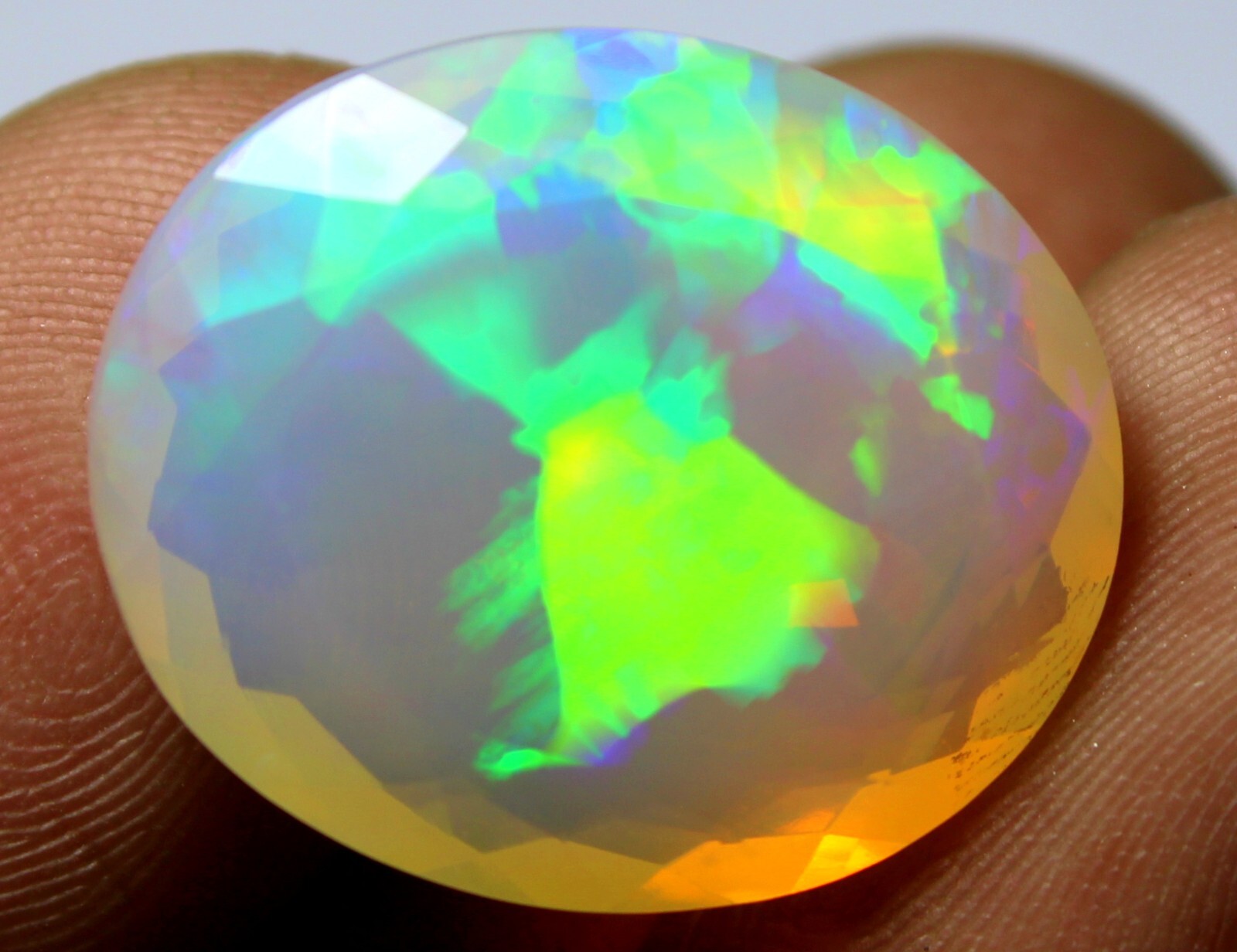Natural Ethiopian Multi Fire Opal Faceted Loose Gemstone 13.90 Cts Certification