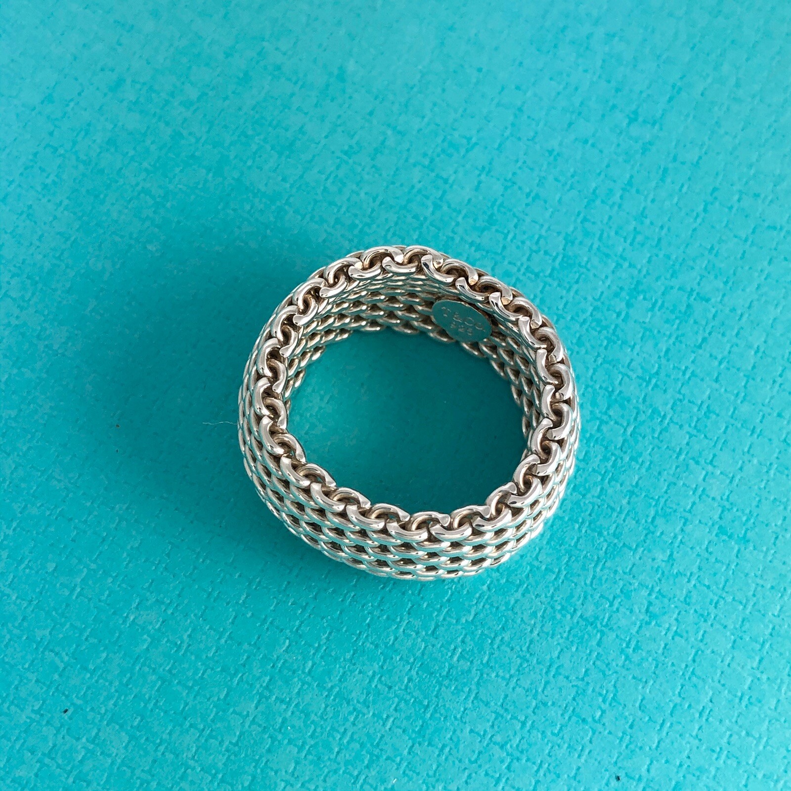 Size 4.5 Tiffany & CoSomerset Mesh Weave Flexible Dome Ring in Sterling Silver