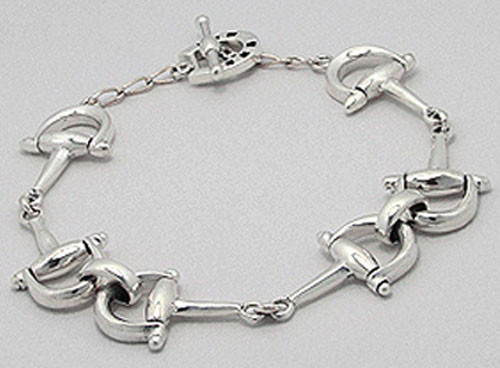 Solid Sterling Silver Horses Bell Stirrup Link Bracelet 14mm Wide 7″ 15.7g