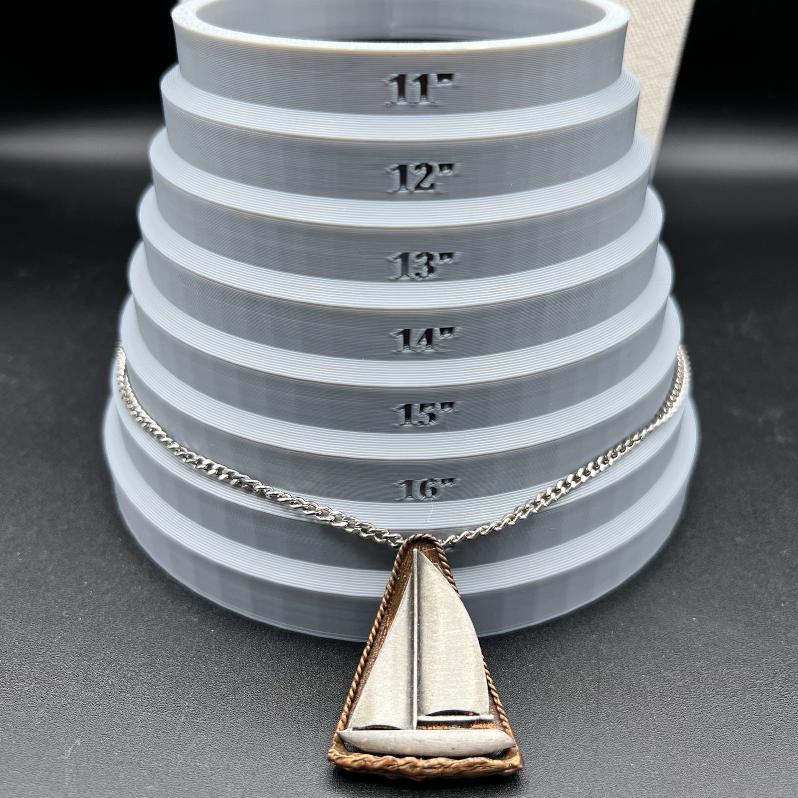 Vintage Sailboat Pendant Necklace Mixed Metal Nautical Maritime 16″