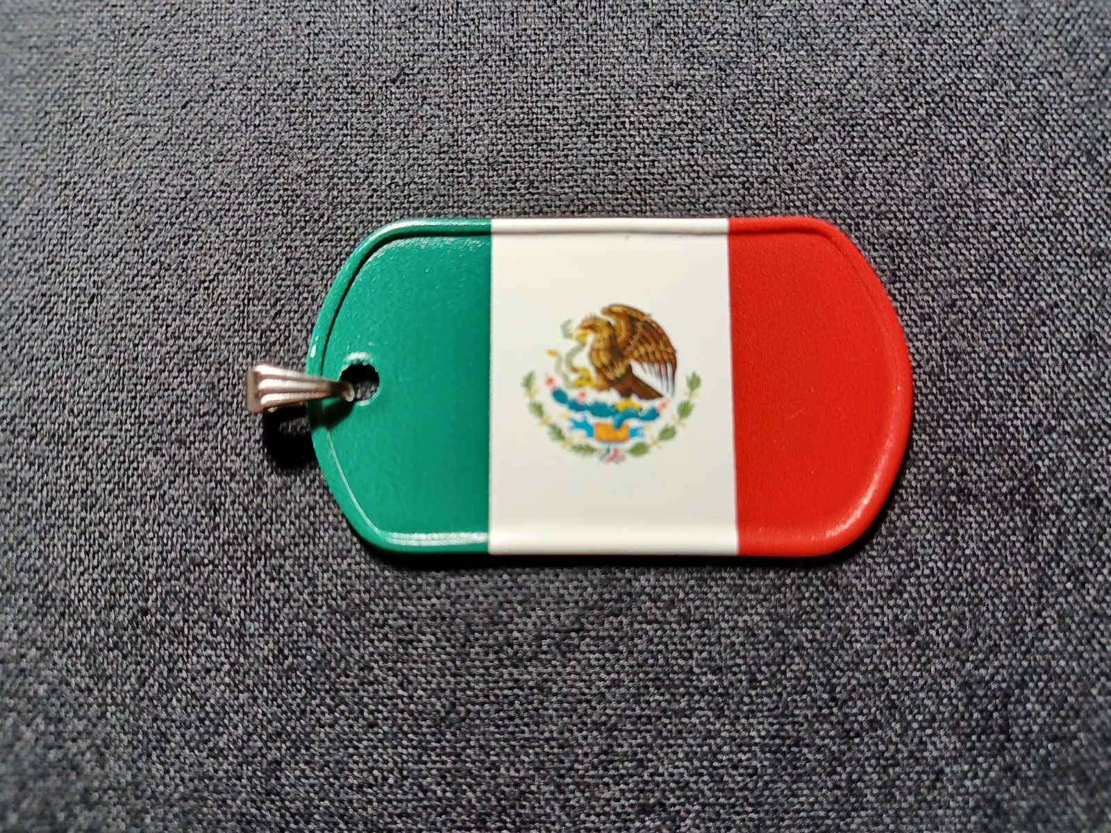 USA Flag or International Flag Dog Tag with silver NP flat KeyRing FREE SHIPPING