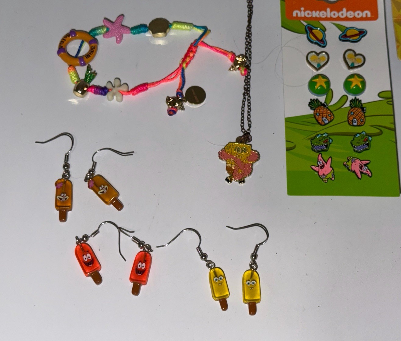 Hot Topic Big Lot SpongeBob SquarePants Jewelry Earrings Necklace Bracelet Nick