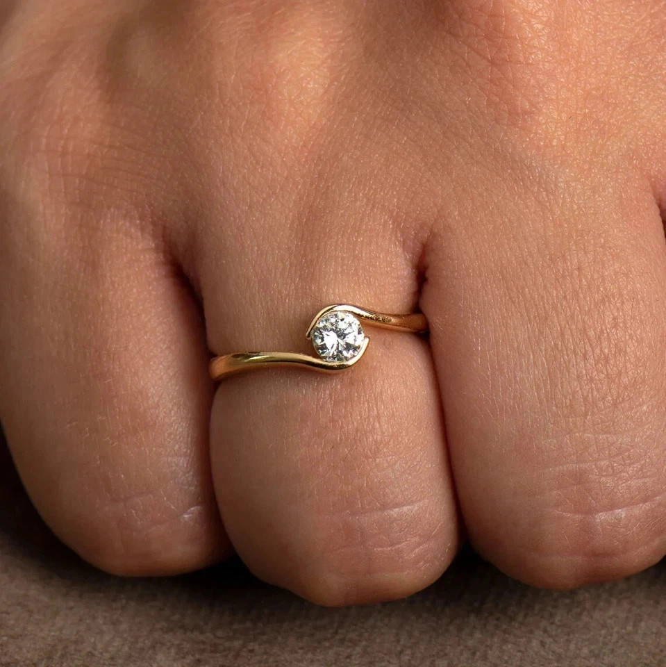 1.00Ct Round Cut Lab Grown IGI Certified Diamond Ring Solid 925 Sterling Silver