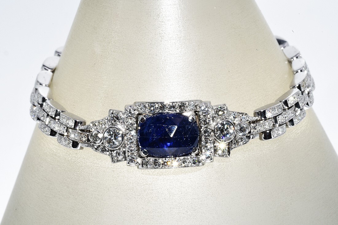 $32,999 11.70CT AGL CERTIFIED NATURAL NO HEAT SAPPHIRE & DIAMOND BRACELET 14K