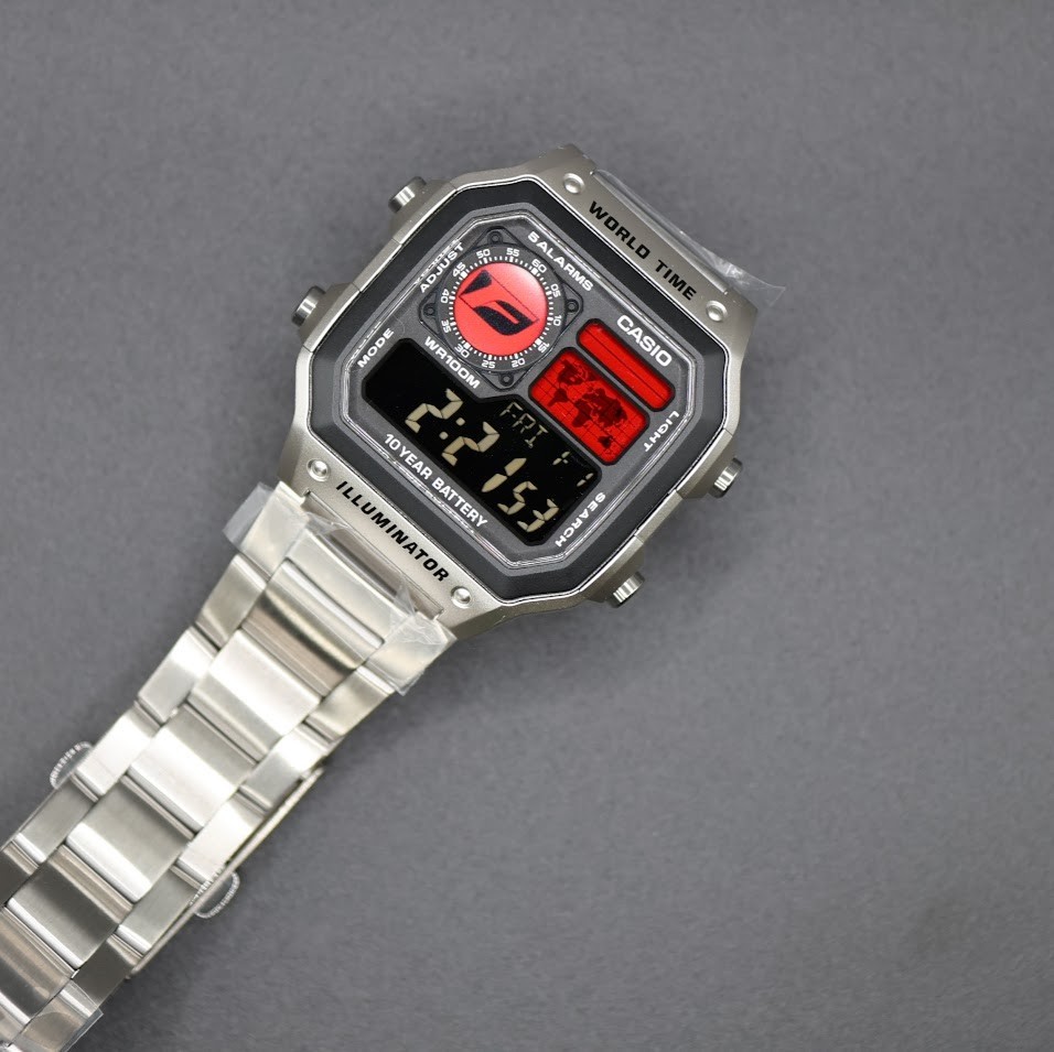 Lexus F Badge CASIO AE-1200WHD. Royale Watch Mod. Negative Display – F Racing