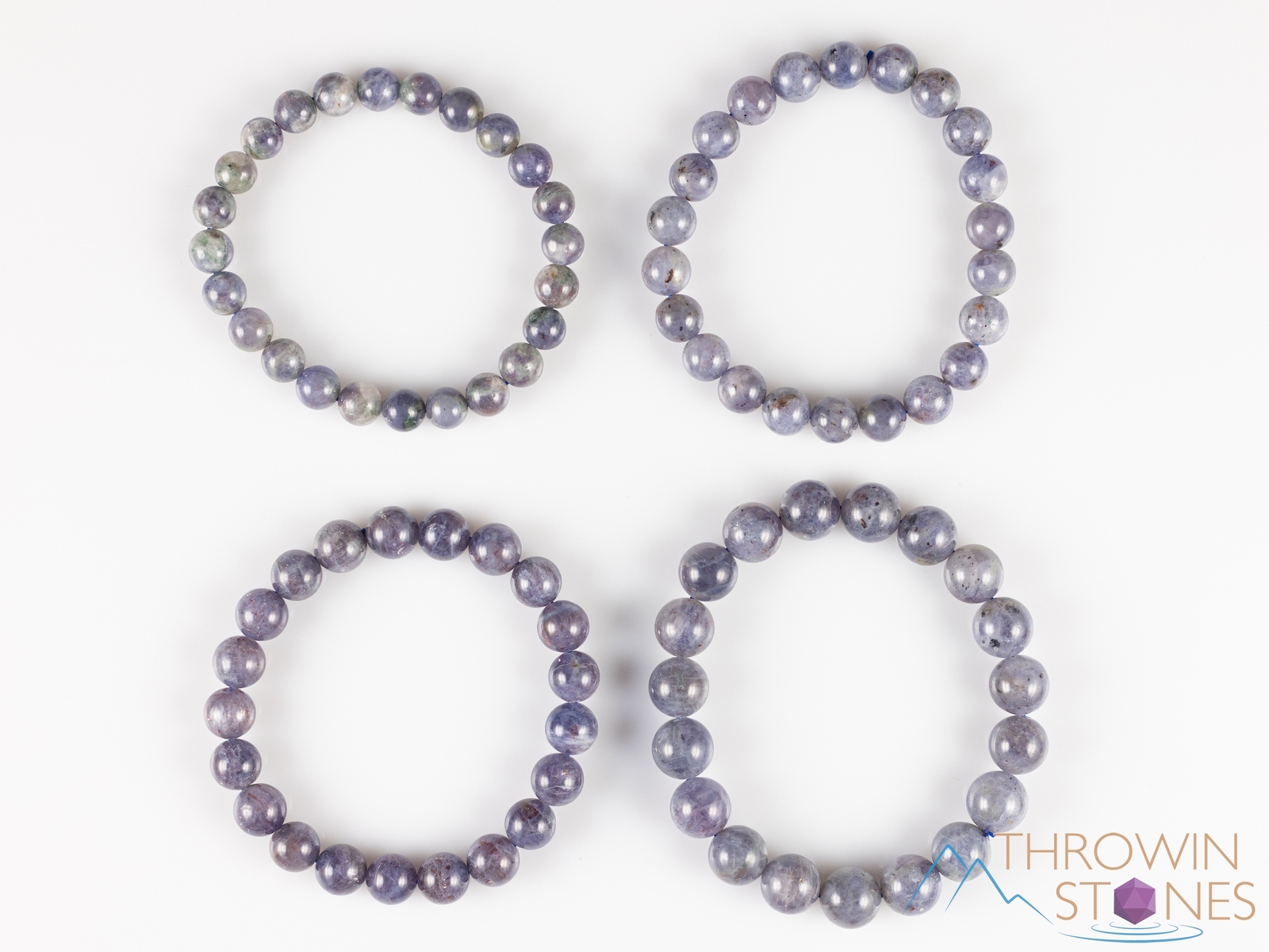 IOLITE Crystal Bracelet – Round Beads – Beaded Handmade Healing Jewelry, E1621