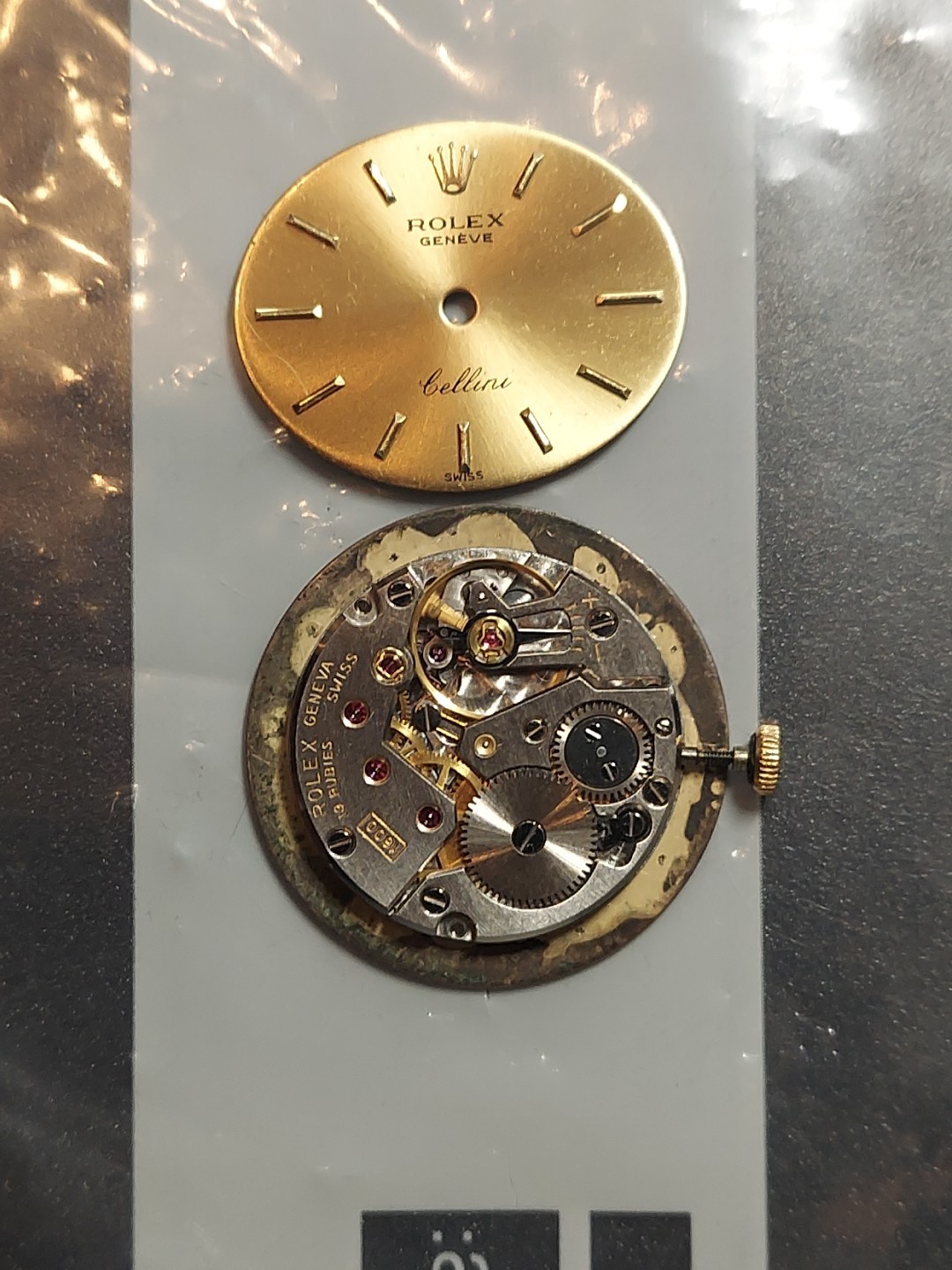 Rolex Cellini Cal 1600 Mens W.Movement 18 K Yellow Gold Dial Hands And Crown
