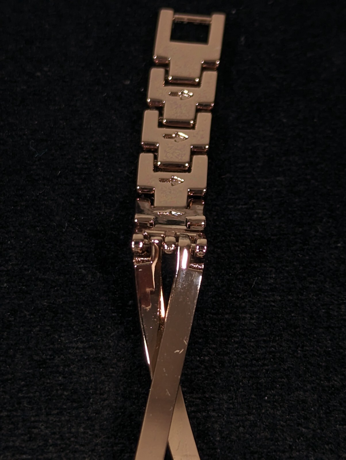 Brown Dial Crystal Accent Rectangle Case Link Bracelet Band Watch Womans 7.25 in