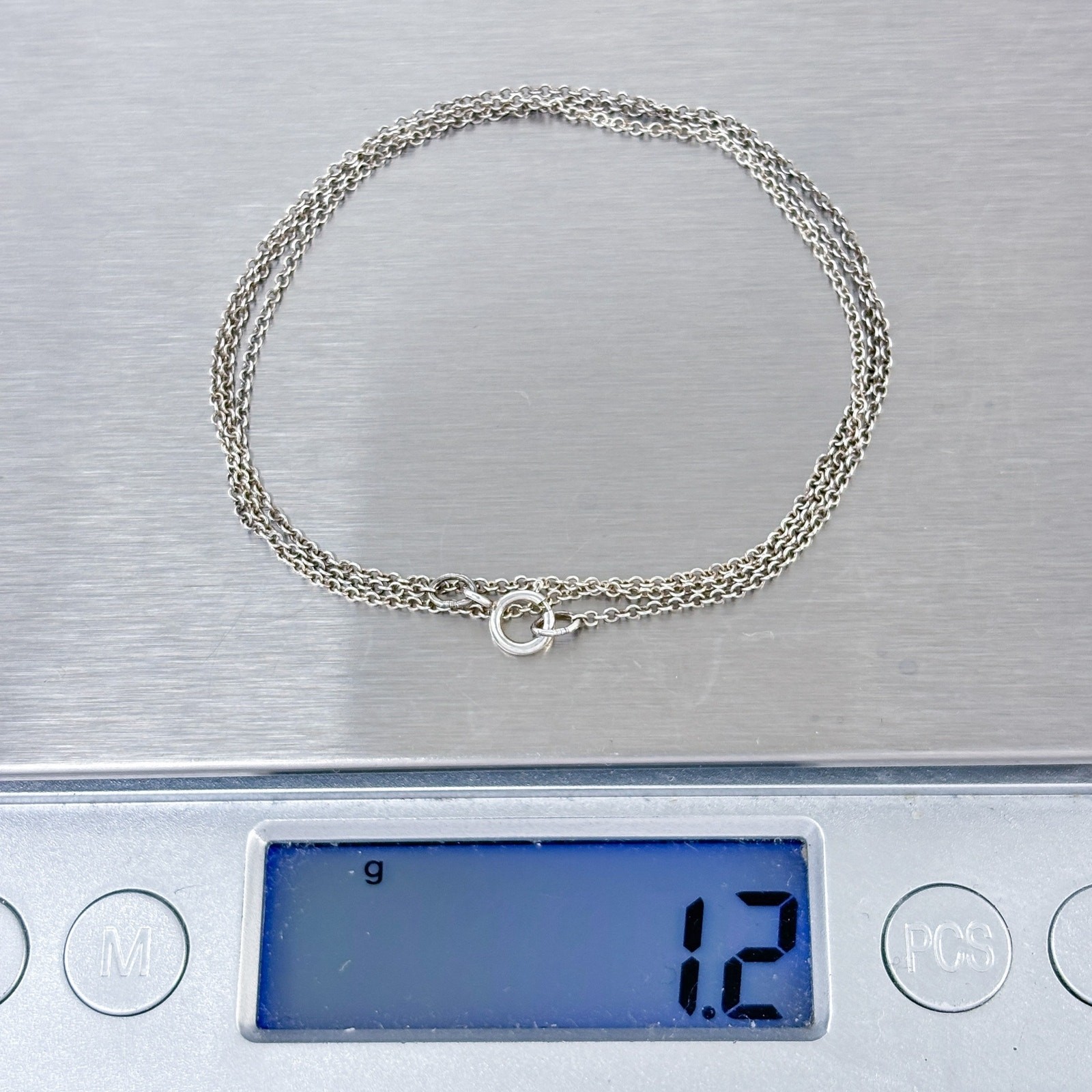 Vintage Sterling Silver 925 1.0mm Rolo Link Chain Necklace 18″