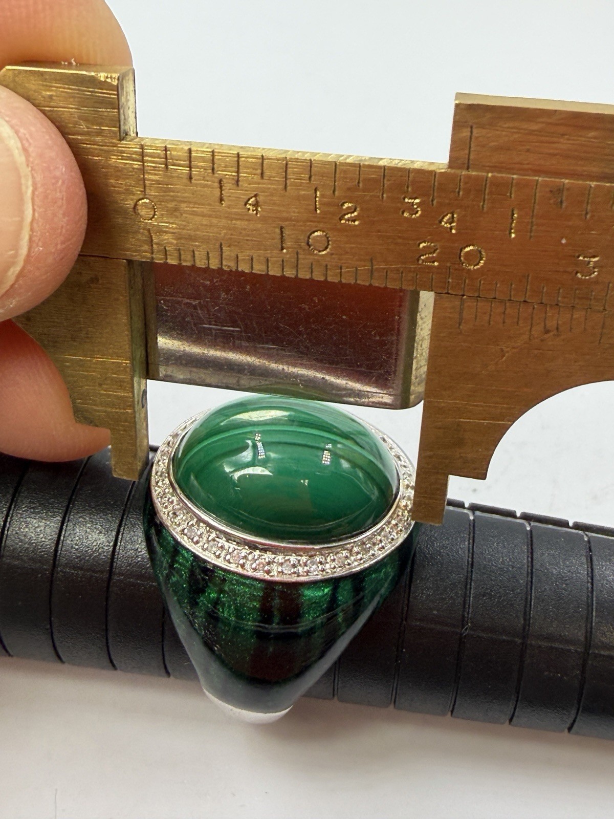 Sterling Silver Ring Malachite Magical Green Statement Large Cocktail Size 10 PX