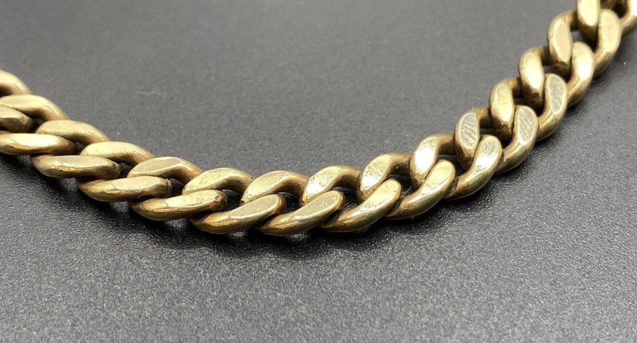 29g, Vintage 11K Yellow Gold Filled Flat Curb Link Chain Necklace