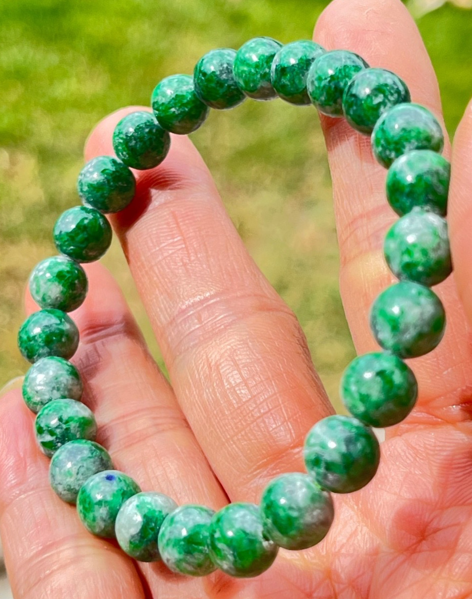 Natural Burmese Jadeite Bracelet – Type A Jade Beads 8mm, 23g – Authentic Healin