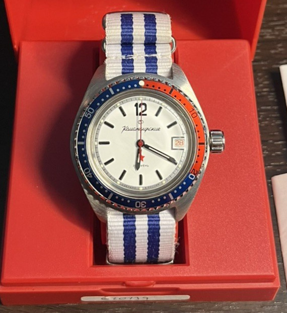 Vostok Komandirskie K-02 Russian Automatic Wristwatch (Extra bands, box, papers)