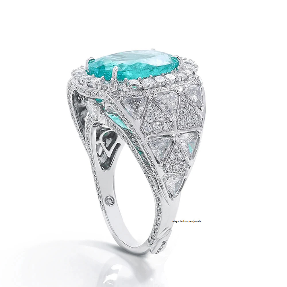 Oval Shape 6.69CT Oval Diamond With 4.33CT Sparkling CZ Handmade Beautiful Ring