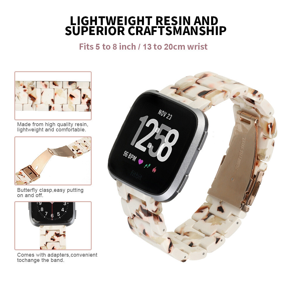 Resin Watch Band Strap Bracelet Metal Buckle For Fitbit Versa 1 2 & Versa Lite