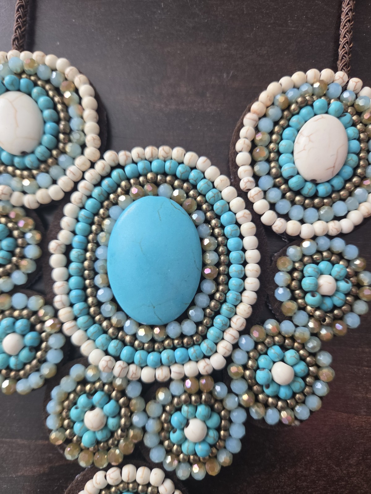 Lot Of Turquoise Jewelry Beaded Thai Bib Collar Necklace W Howlite, Navajo & See